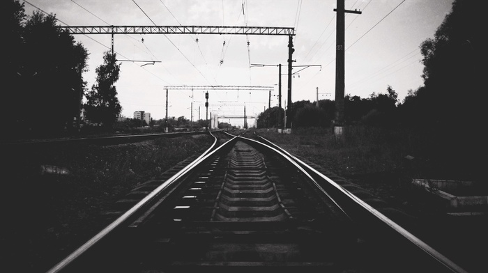 railway, monochrome