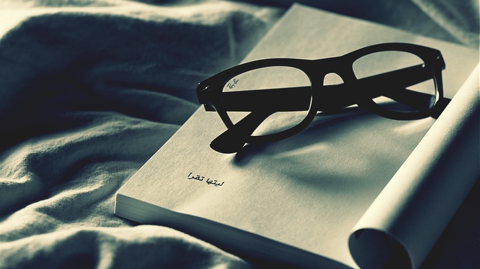 books, glasses