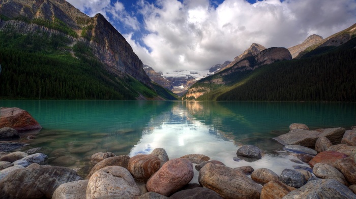 lake, mountain