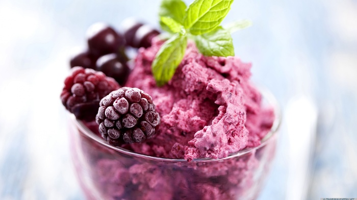 ice cream, food, berries