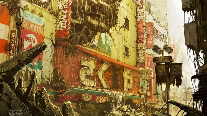 signs, abandoned, artwork, broken, apocalyptic, Tokyo