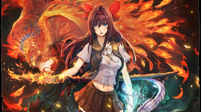 anime girls, sword