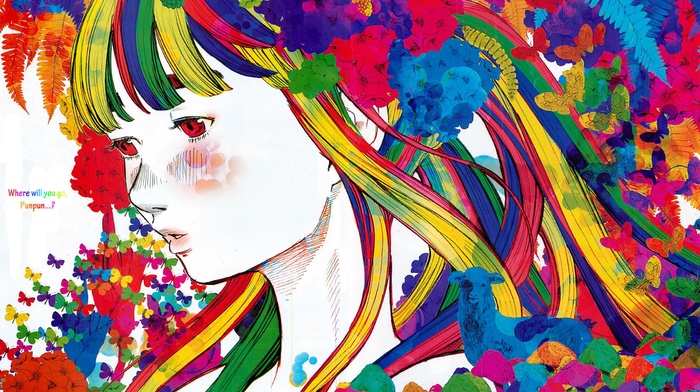 colorful, anime girls, artwork, Oyasumi Punpun, manga