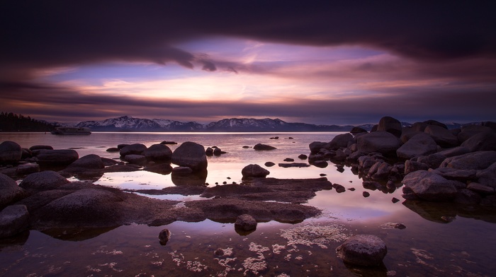 water, landscape, sea, rock, clouds