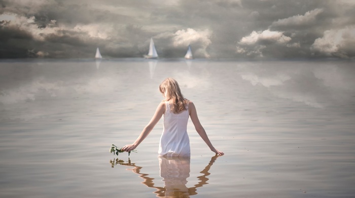 sea, girl, model