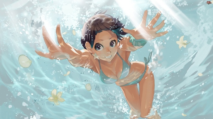 anime girls, swimming pool