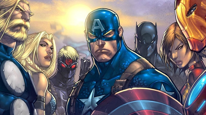 Captain America, Black Panther, Janet van Dyne, Thor, hawkeye, comics, Iron Man