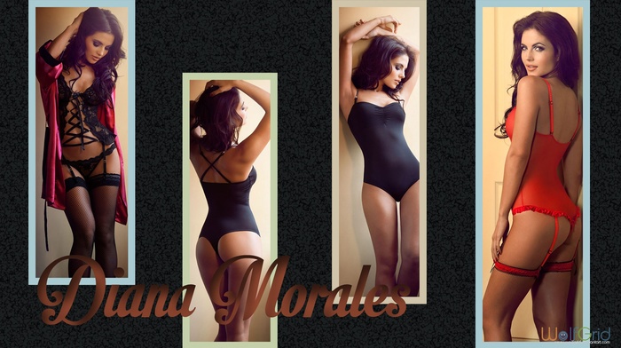 brunette, lingerie, Diana Morales, model
