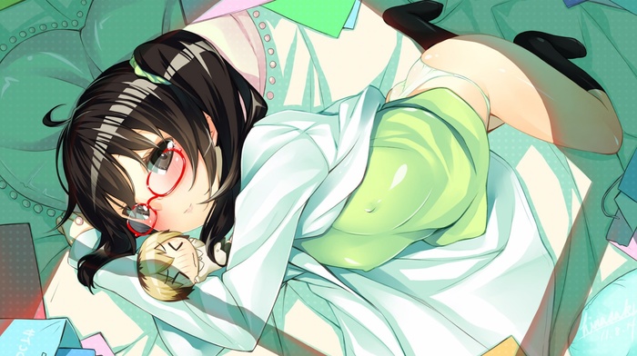 panties, glasses, Shiguma Rika, Boku wa Tomodachi ga Sukunai, nipples through clothing, anime girls
