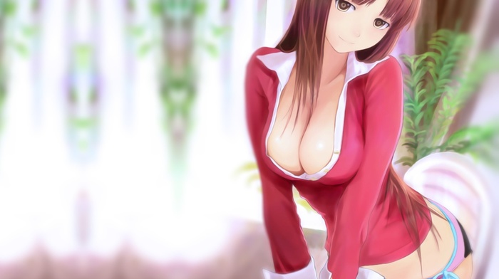 anime girls, cleavage