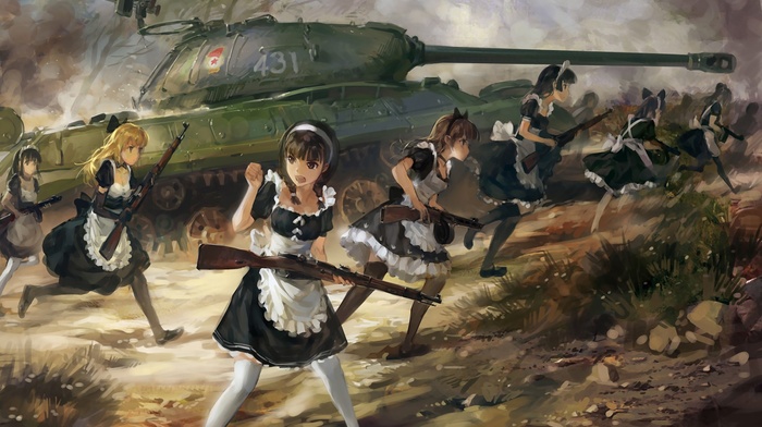 IS, 3, maid outfit, fantasy art, anime, French Maid, war, maid