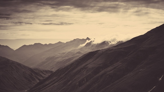 sky, landscape, mountain, nature, dark