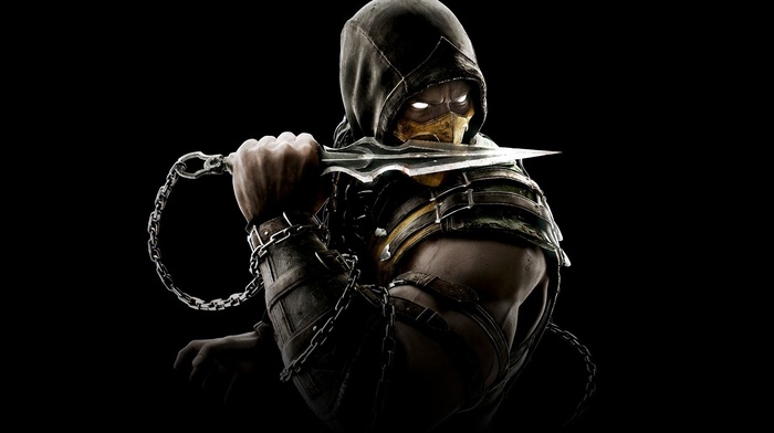 simple background, Mortal Kombat, Mortal Kombat X, Scorpion character, video games