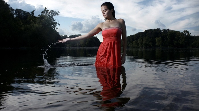 girl, wet clothing, model