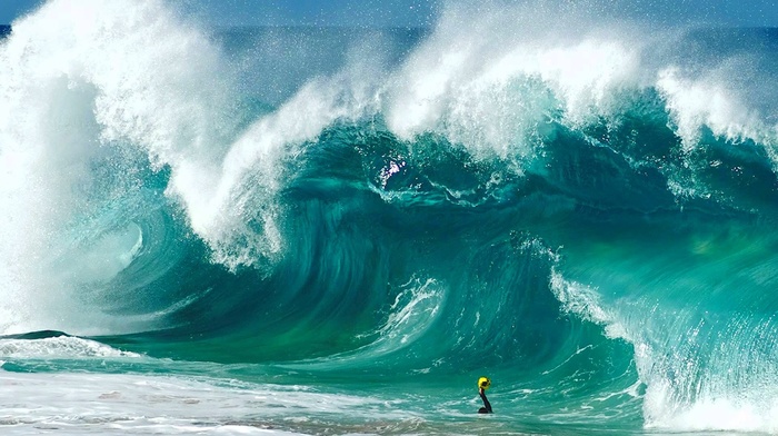 waves, beach, water, sea