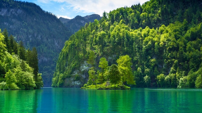 lake, landscape, water, Germany, nature, forest, trees, mountain