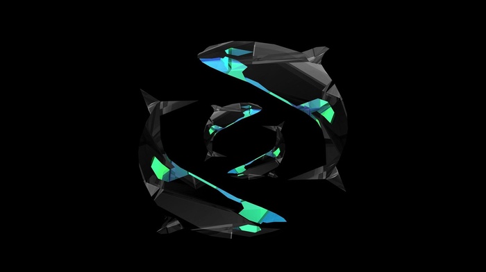 digital art, minimalism, low poly, black background, 3D, simple background, animals, dolphin
