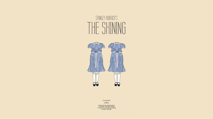 movie poster, blue dress, simple background, movies, Stanley Kubrick, The Shining, minimalism