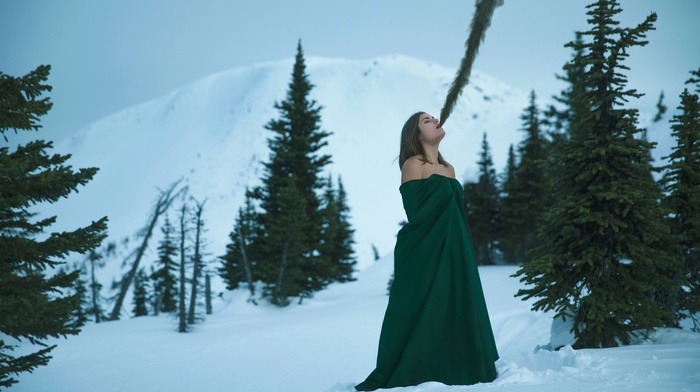 girl outdoors, girl, winter, snow