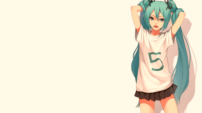 Hatsune Miku, short skirt, T, shirt, Vocaloid