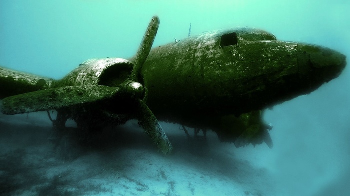 underwater, wreck, airplane