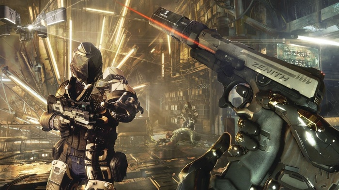 science fiction, Deus Ex Mankind Divided, video games, Deus Ex, cyberpunk, futuristic, weapon, Adam Jensen