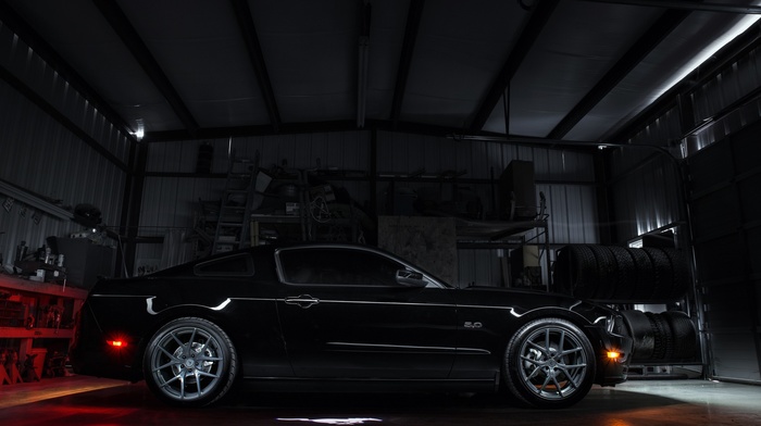 Ford, black paint, muscle cars, Ford Mustang GT, Ford Mustang