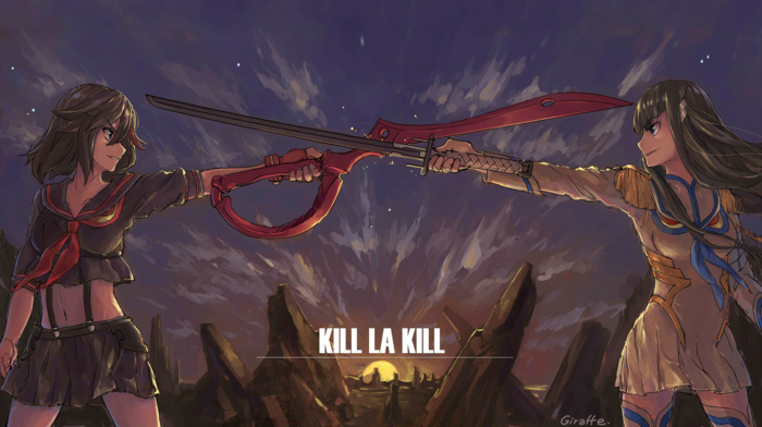 kill la kill, sword, kiryuin satsuki, anime girls, Matoi Ryuuko