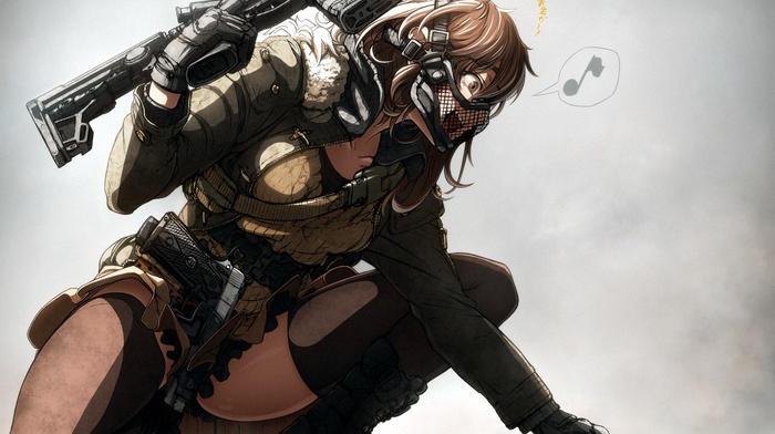 anime, gun, anime girls