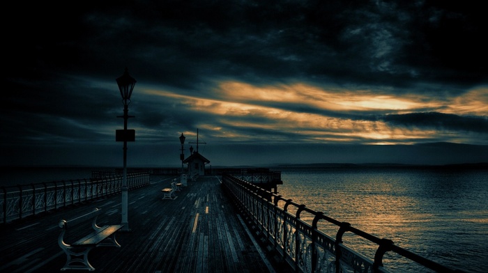 sea, clouds, coast, landscape