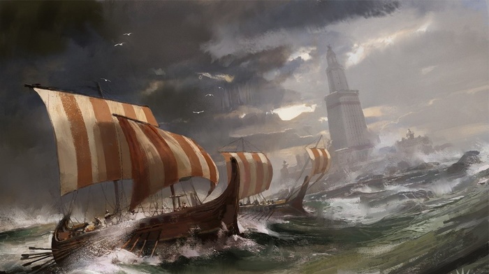boat, vikings, artwork