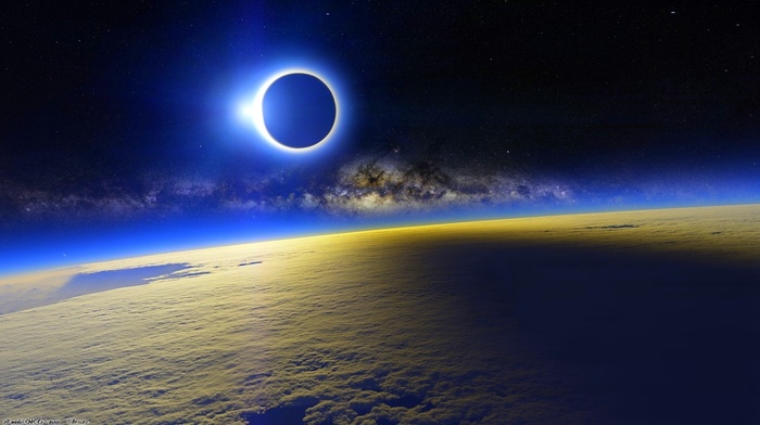 space, atmosphere, solar eclipse