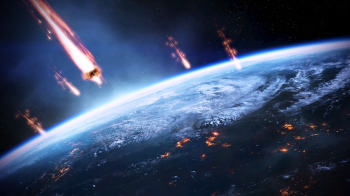 Earth, space, Mass Effect, meteors