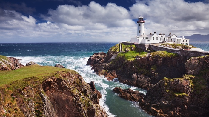 lighthouse, sea, nature