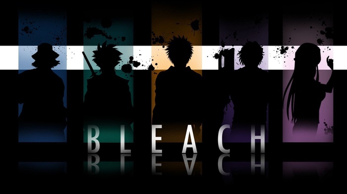 silhouette, Bleach, anime, paint splatter
