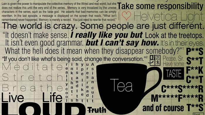 tea, George Carlin, Creative Design, minimalism, God, quote, truth, free association, Don Draper, typography, Catch, 22, grid