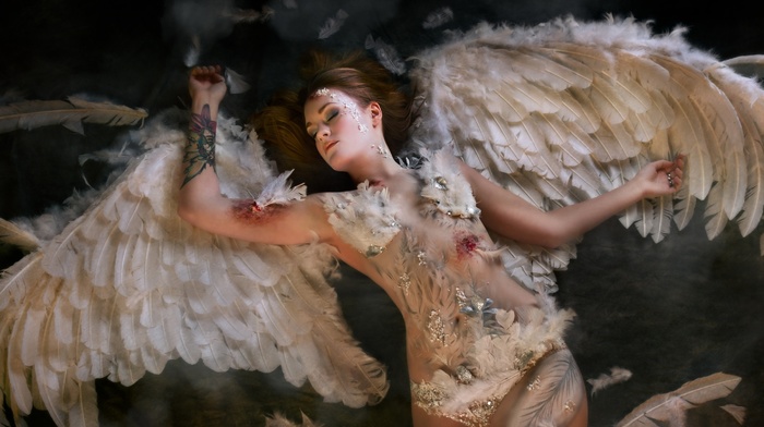 angel, wings, girl, blood, model