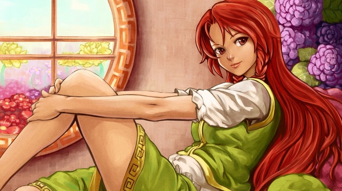 redhead, long hair, anime girls