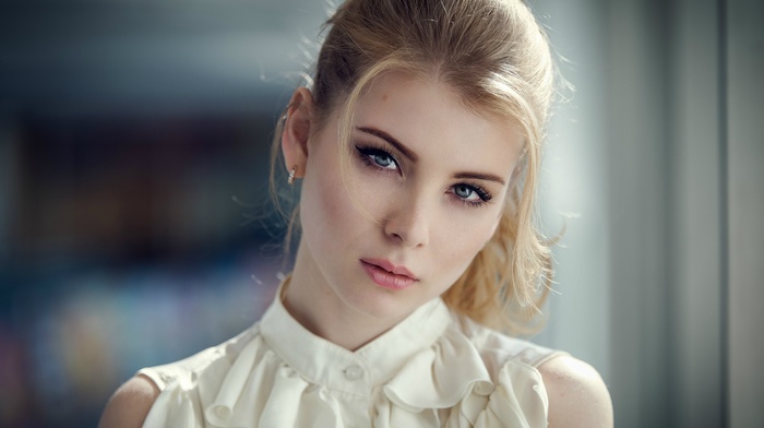 portrait, model, bokeh, Irina Popova, blonde, face
