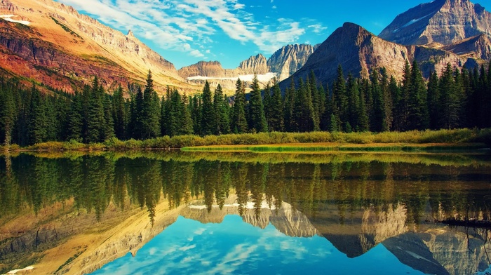 reflection, lake, nature, landscape, trees