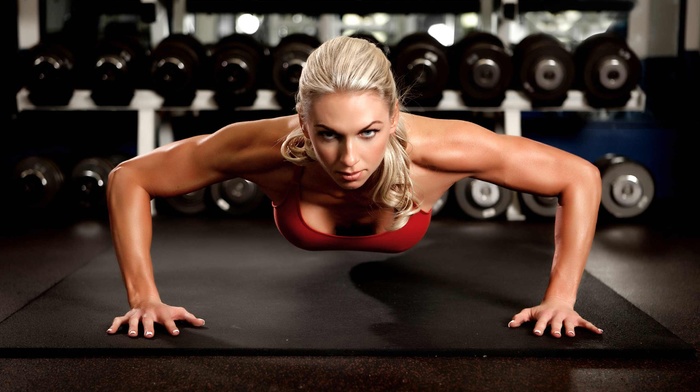 sports, blonde, working out, bodybuilding
