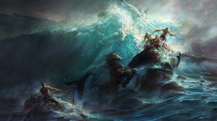 fantasy art, painting, Poseidon, artwork