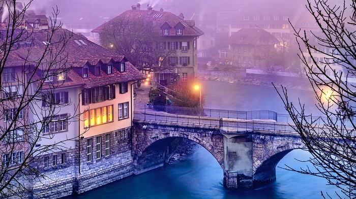 nature, street light, Bern, water