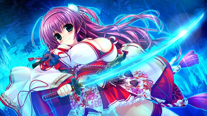 long hair, sword, anime girls