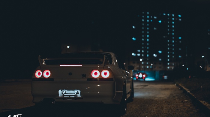car, lights, Nissan Skyline GT, R