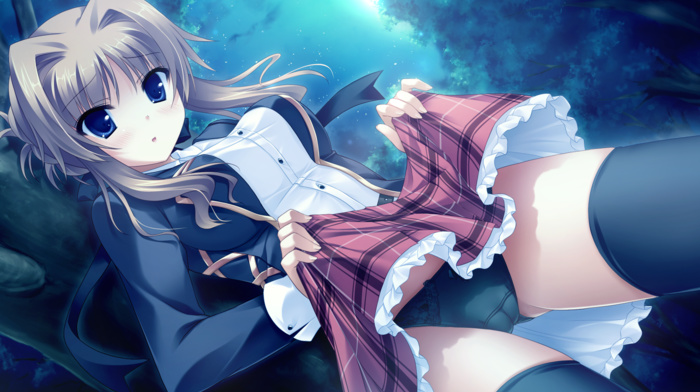 long hair, anime girls, panties
