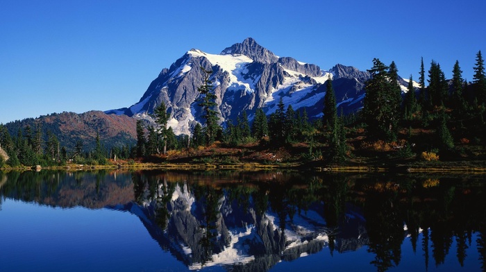 landscape, lake, nature, mountain, reflection