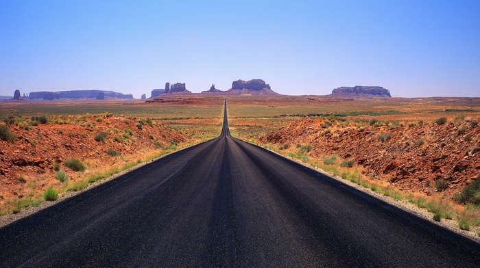 Monument Valley, road, desert, landscape