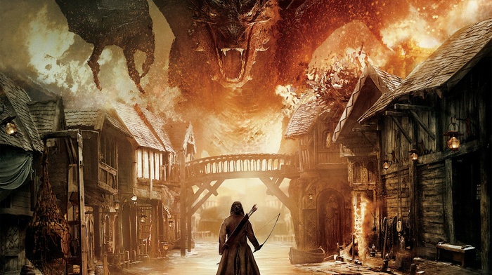 dragon, warrior, The Hobbit The Battle of the Five Armies