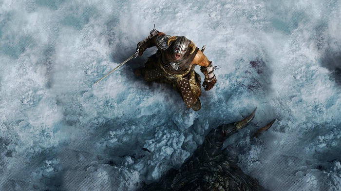 warrior, the elder scrolls v skyrim, video games, snow